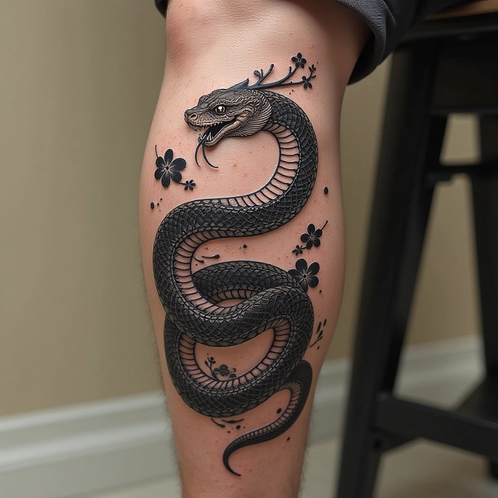 tatuaje de serpiente en estilo irezumi japonés